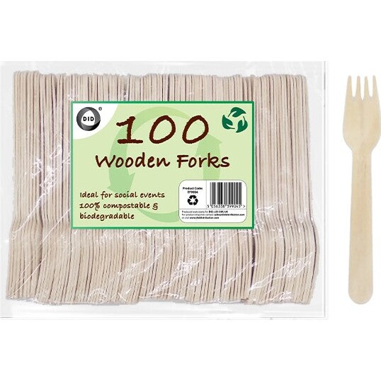 100pc Wooden Forks