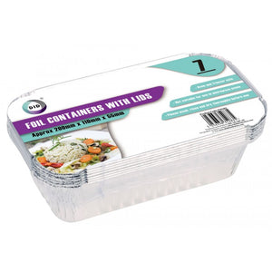 Buy wholesale 7pc foil containers with lids (approx 200mm x 110mm x 55mm) Supplier UK