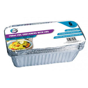 Buy wholesale 5pc 790ml foil containers with lids (approx 215mm x 115mm x 70mm) Supplier UK