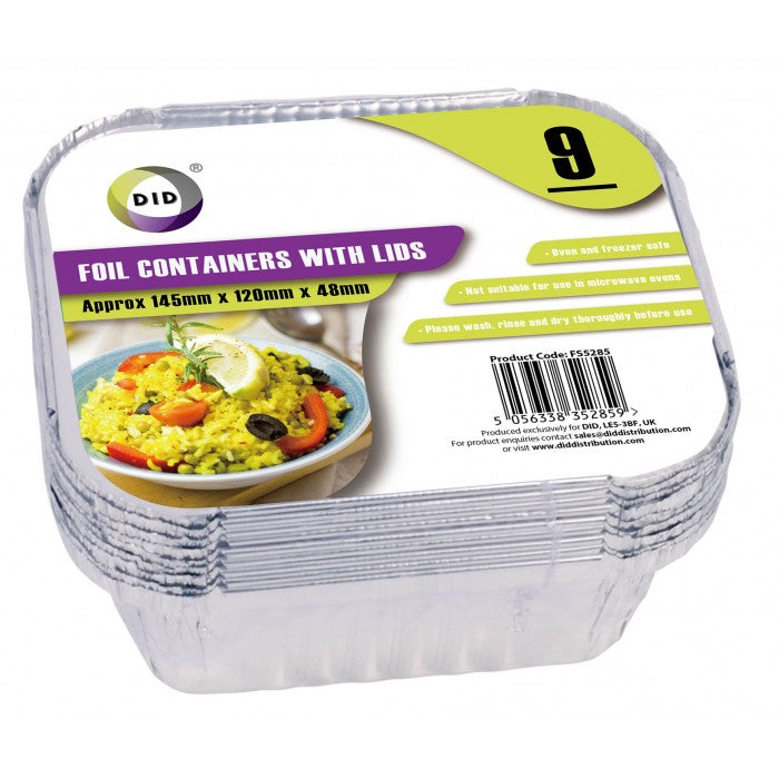 Buy wholesale 9pc foil containers with lids (approx 145mm x 120mm x 48mm) Supplier UK