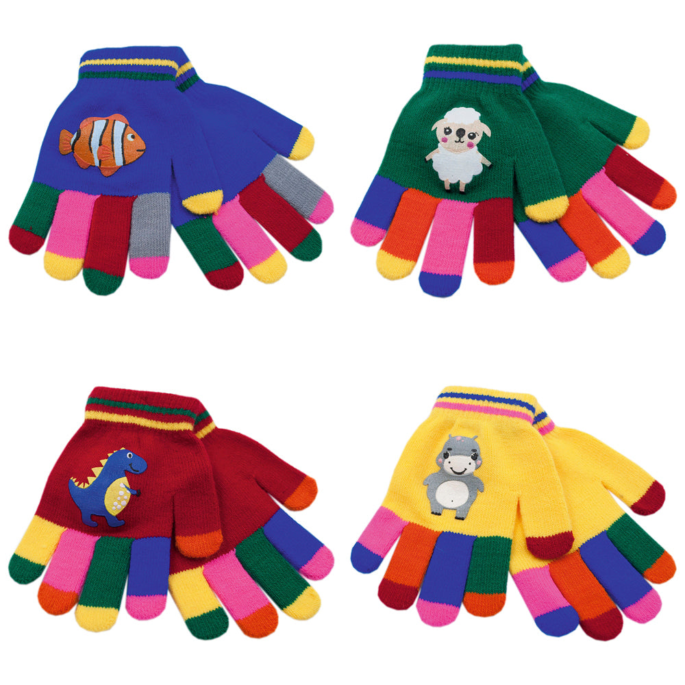 Kids Magic Striped Gloves with Motif