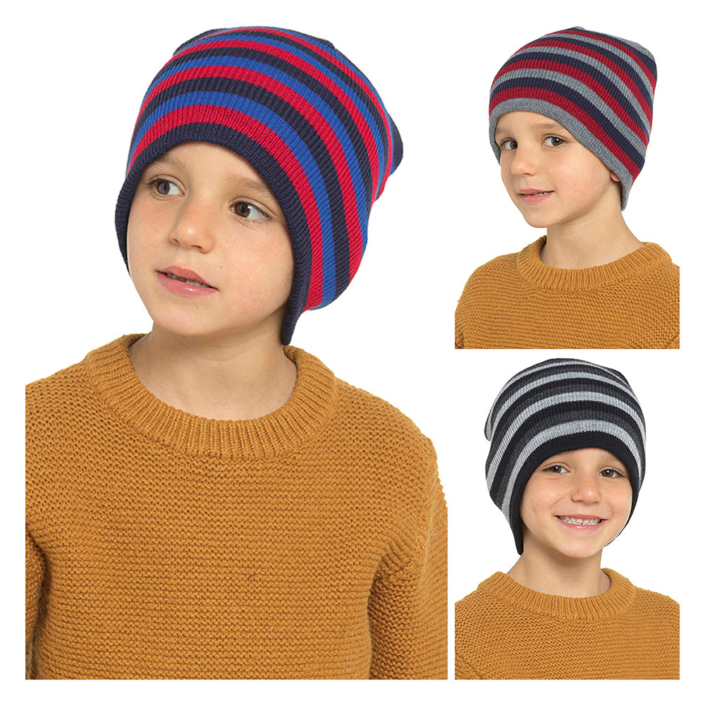 Kids Striped Beanie Hat