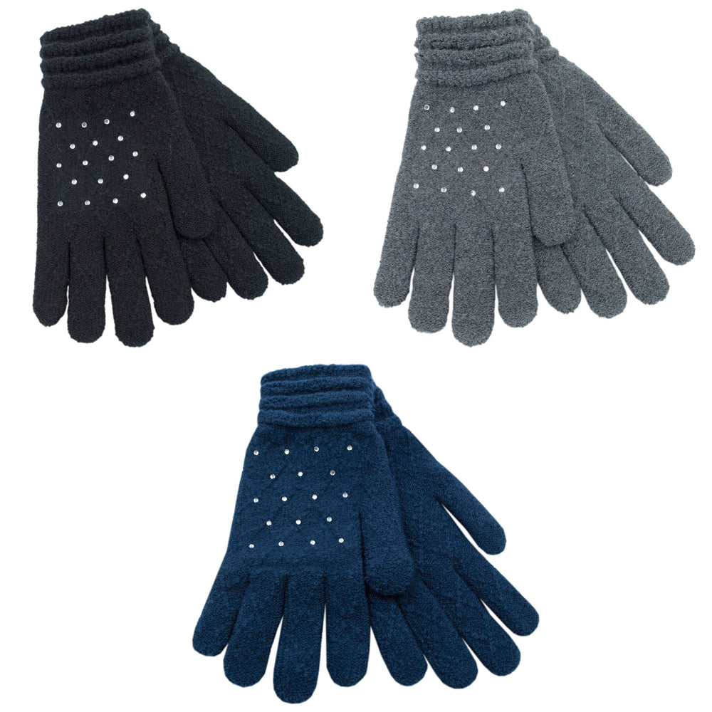 Ladies Gloves with Diamantes