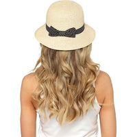 Ladies Summer Hat with Polka Dot Ribbon

