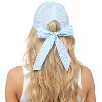 Ladies Striped Cap with Bow at Back
