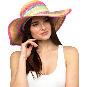 Ladies Bright Coloured Striped Summer Hat
