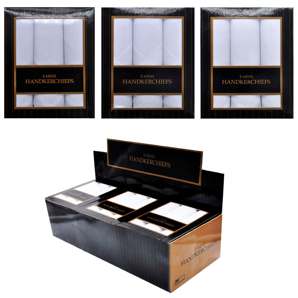 Mens Handkerchiefs Hankies in Display Box (3 Pack)
