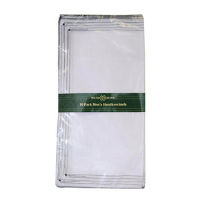 Mens Colour Border Handkerchief Handkies (10 Pack)