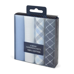 Mens Cotton Design Handkerchiefs Hankies (4 Pack)