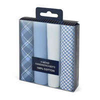 Mens Cotton Design Handkerchiefs Hankies (4 Pack)