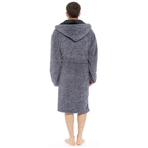 Mens Two Tone Supersoft Fleece Hooded Robe
