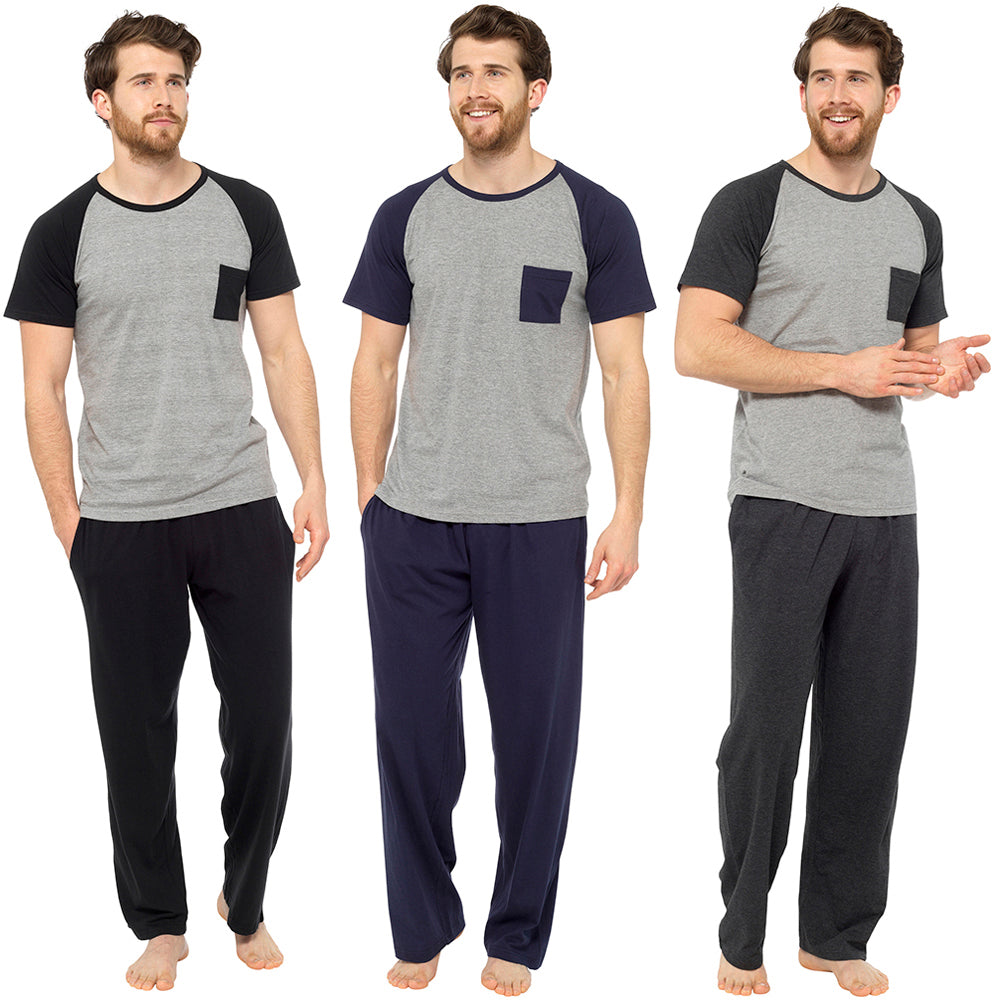 Mens Pocket Detail Jersey Pyjama Set