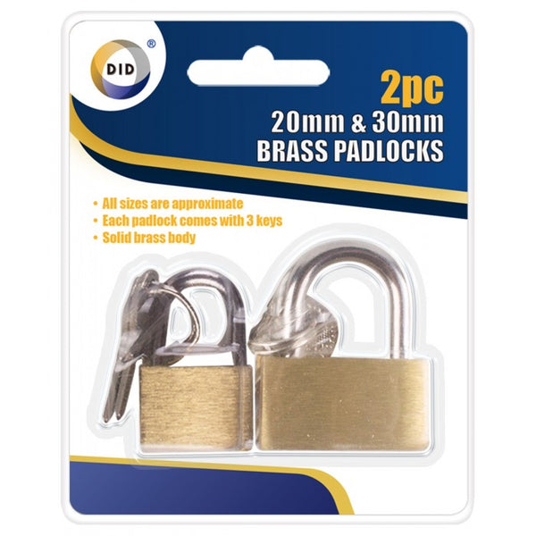 Buy wholesale 2pc 20mm & 30mm brass padlocks Supplier UK