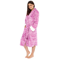 Ladies Marl Effect Fleece Robe with Sherpa Cuff Detail
