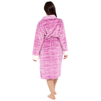 Ladies Marl Effect Fleece Robe with Sherpa Cuff Detail
