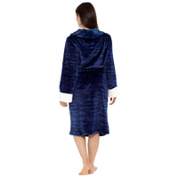 Ladies Marl Effect Fleece Robe with Sherpa Cuff Detail
