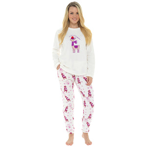 Ladies Llama Fleece Pyjama Set