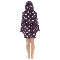 Ladies Stag Print Gown with Sherpa Lined Hood