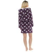 Ladies Stag Print Gown with Sherpa Lined Hood
