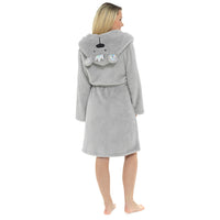 Ladies Glitter Thread Hooded Gown with Bear Embroidery and Crown
