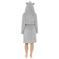 Ladies Glitter Thread Hooded Gown with Bear Embroidery and Crown