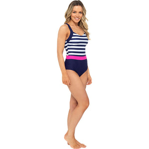 Ladies V Neck Classic Stripe Swim Suit