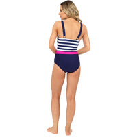 Ladies V Neck Classic Stripe Swim Suit
