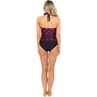 Ladies Floral Printed Halterneck Tankini with High Waisted Full Briefs
