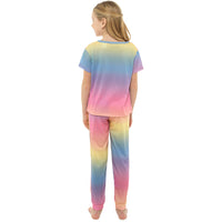 Girls Rainbow Coloured Jersey Pyjama Set
