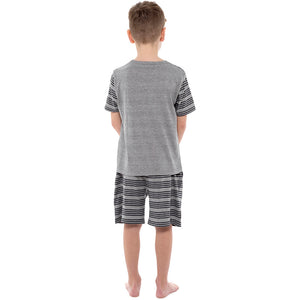 Boys Jersey Striped Panel Top and Shorts Pyjama Set