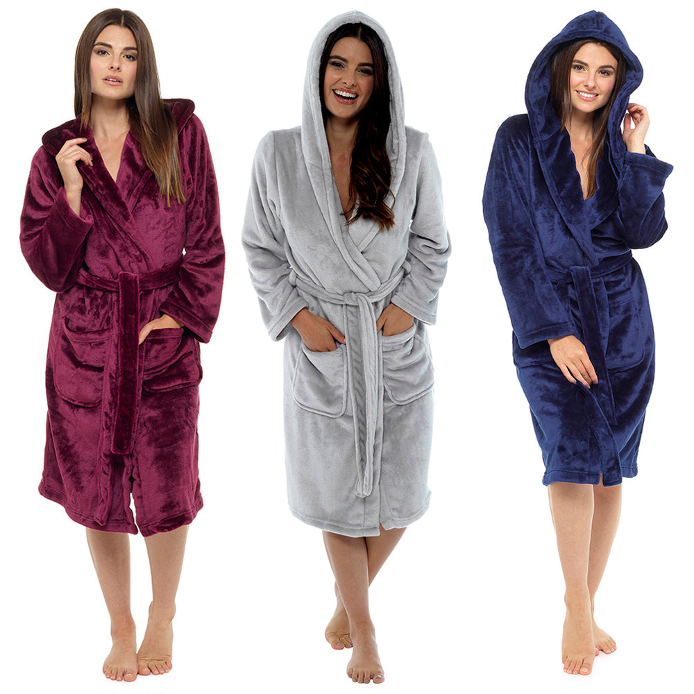 Ladies Shimmer Fleece Hooded Robe