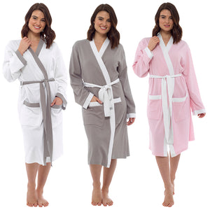 Ladies Contrast Still Waffle Robe