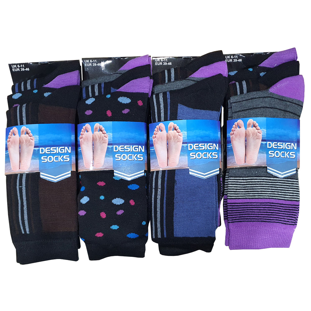 Mens Pattern Design Assorted Socks (3 Pair Pack)