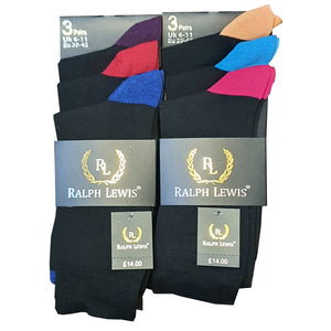 Mens Design Heal Toe Socks (3 Pair)