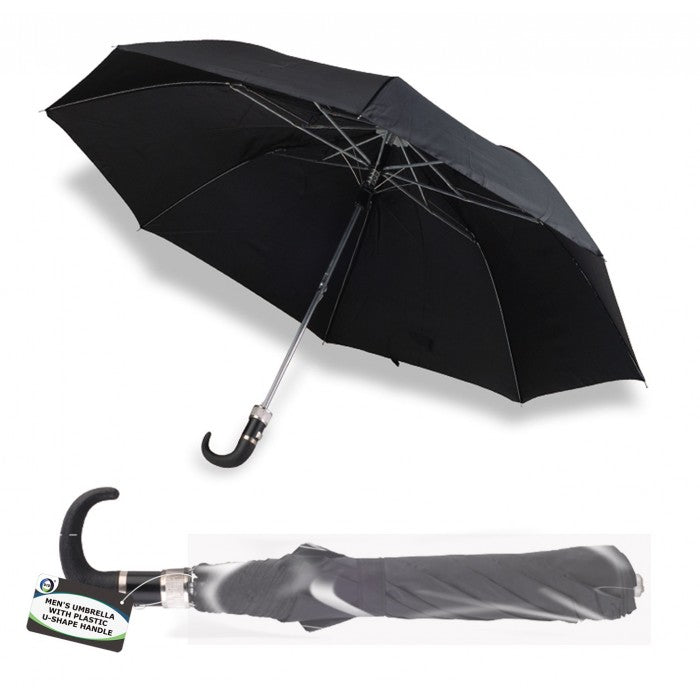 Buy wholesale Men's umbrella with plastic u-shape handle Supplier UK