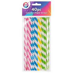 Buy wholesale 40pc coloured paper straws Supplier UK