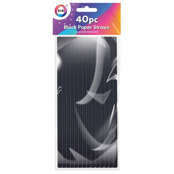 Buy wholesale 40pc black paper straws Supplier UK