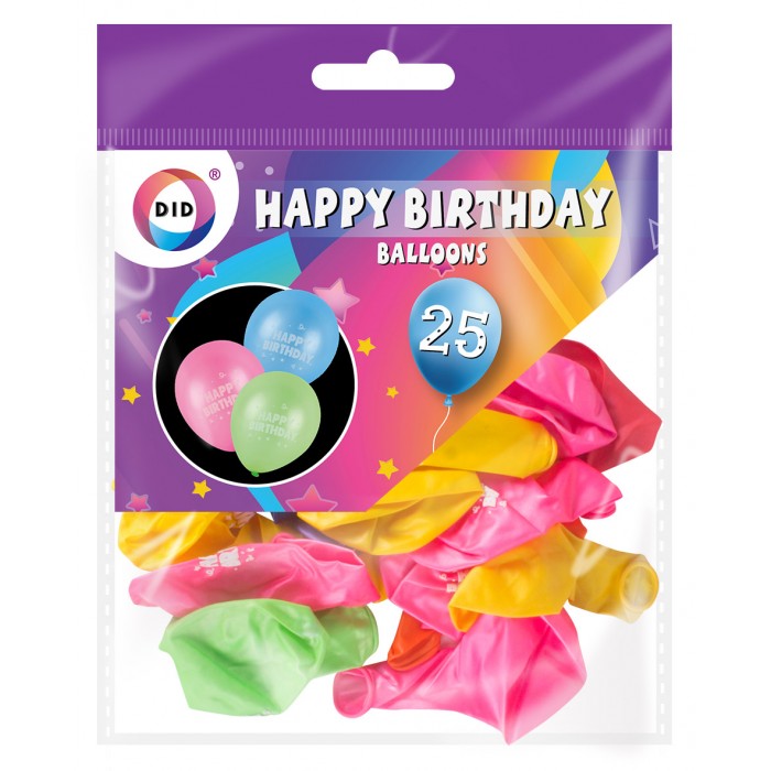 Buy wholesale 25pc happy birthday balloons Supplier UK