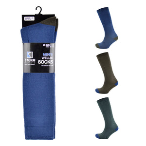Mens Wellington Boot Socks with Contrast Heel & Toe 1pp