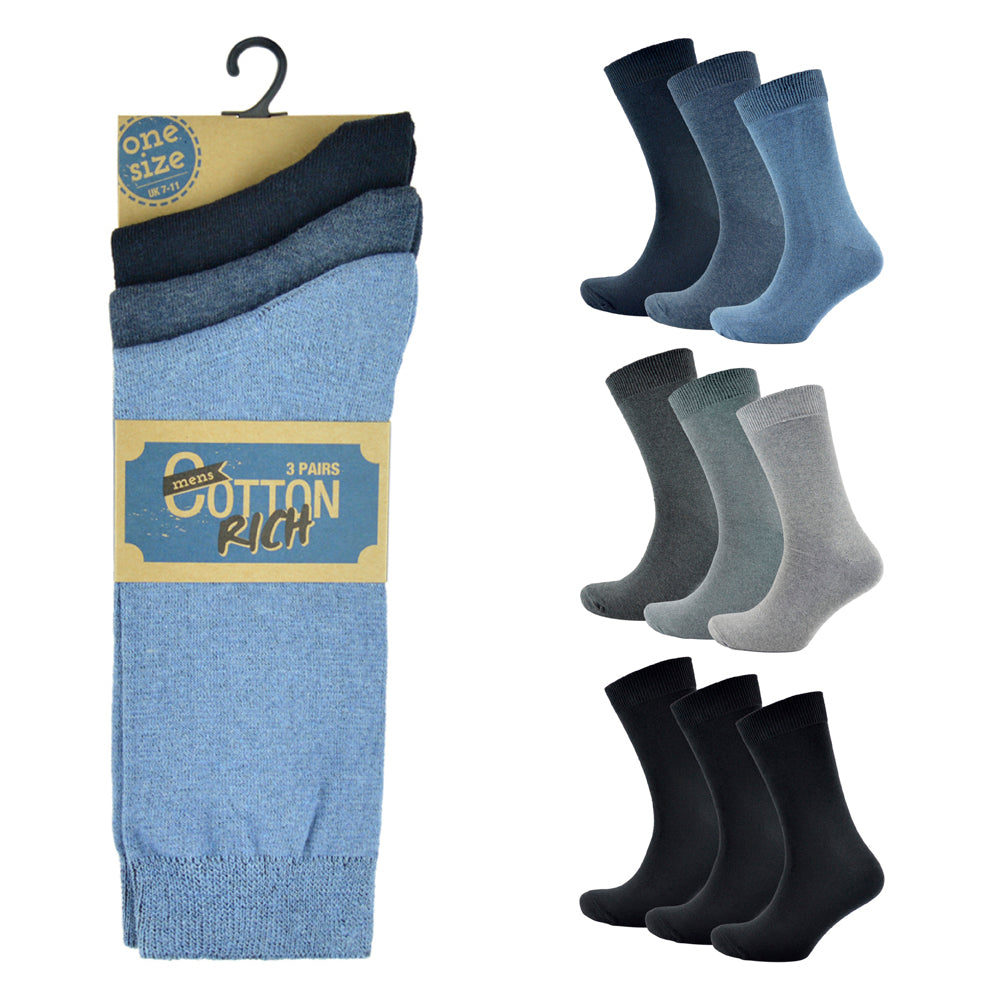 Mens Cotton / Lycra Socks (3 Pack)