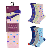 Ladies Polka Dot Design Cotton Rich Socks (3 Pack)