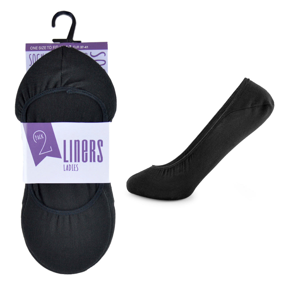 Ladies Liner Socks Black (2 Pack)