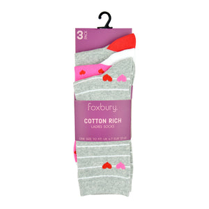 Ladies Cotton Rich Design Socks (3 Pack)