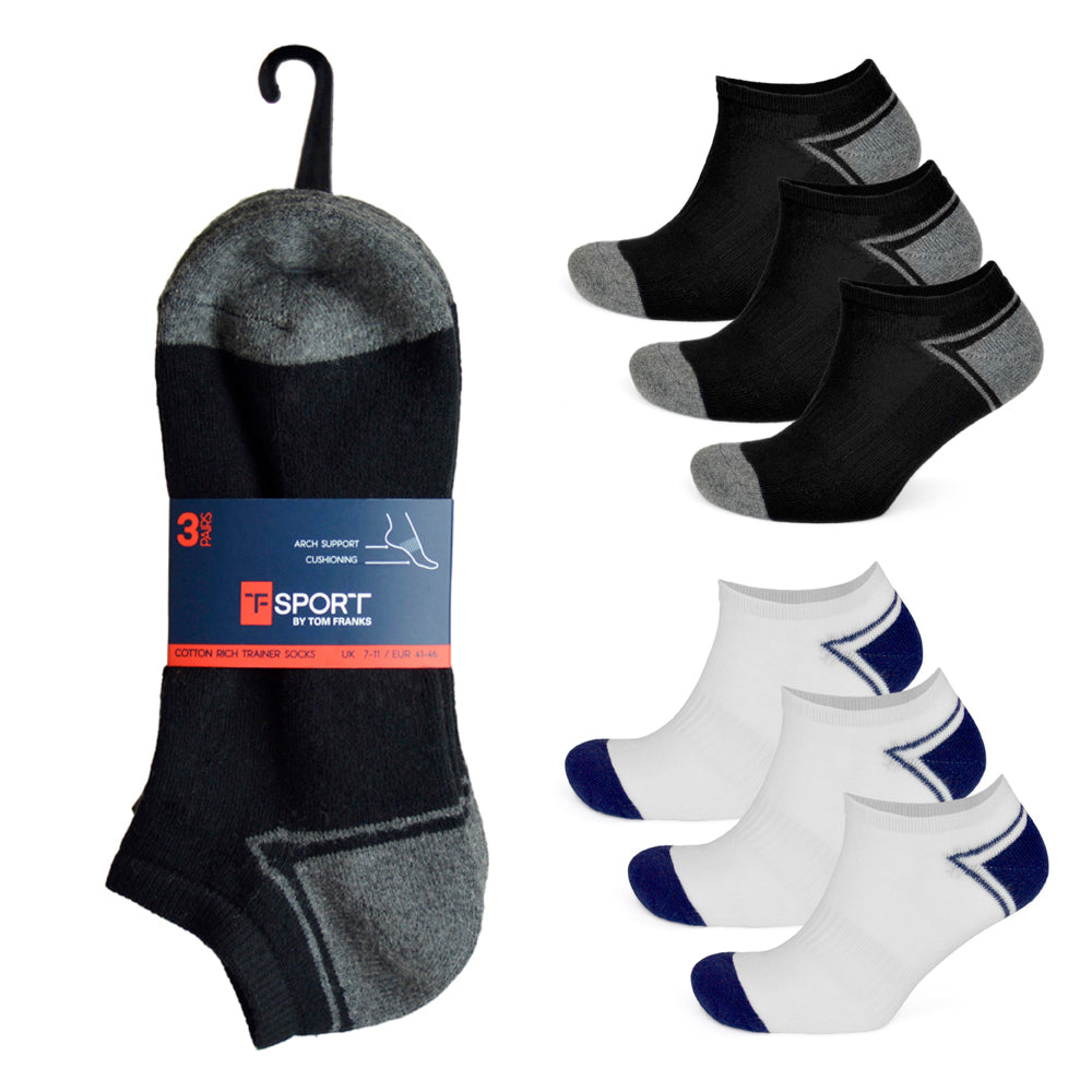 Mens Design Cotton Rich Trainer Socks (3 Pack)