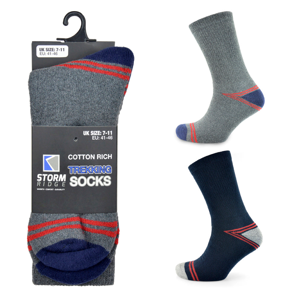 Mens Trekking Socks with Contrast Heel & Toe 1pp