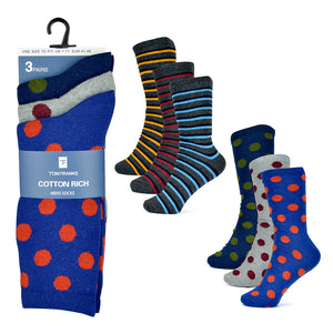 Mens Cotton Rich Design Socks (3 Pack)