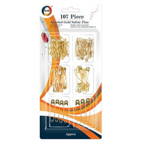 107pc assorted gold safety pins