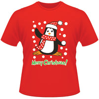 Unisex Adult Christmas Xmas T Shirt (Penguin Design)