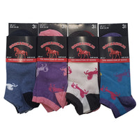 Ladies Equestrian Horse Design Trainer Socks (3 Pack)