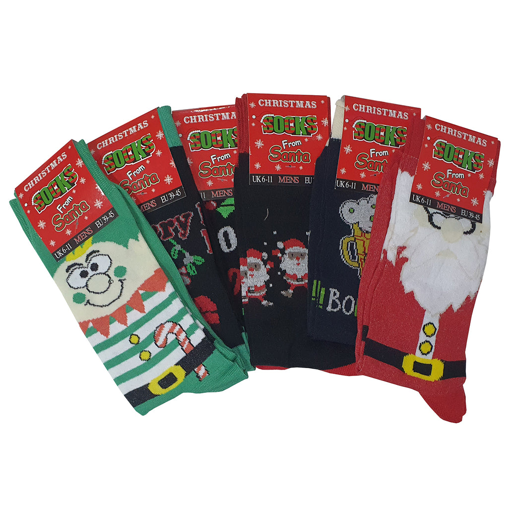 Mens Cotton Rich Christmas Xmas Design Socks 1pp | Order Wholesale